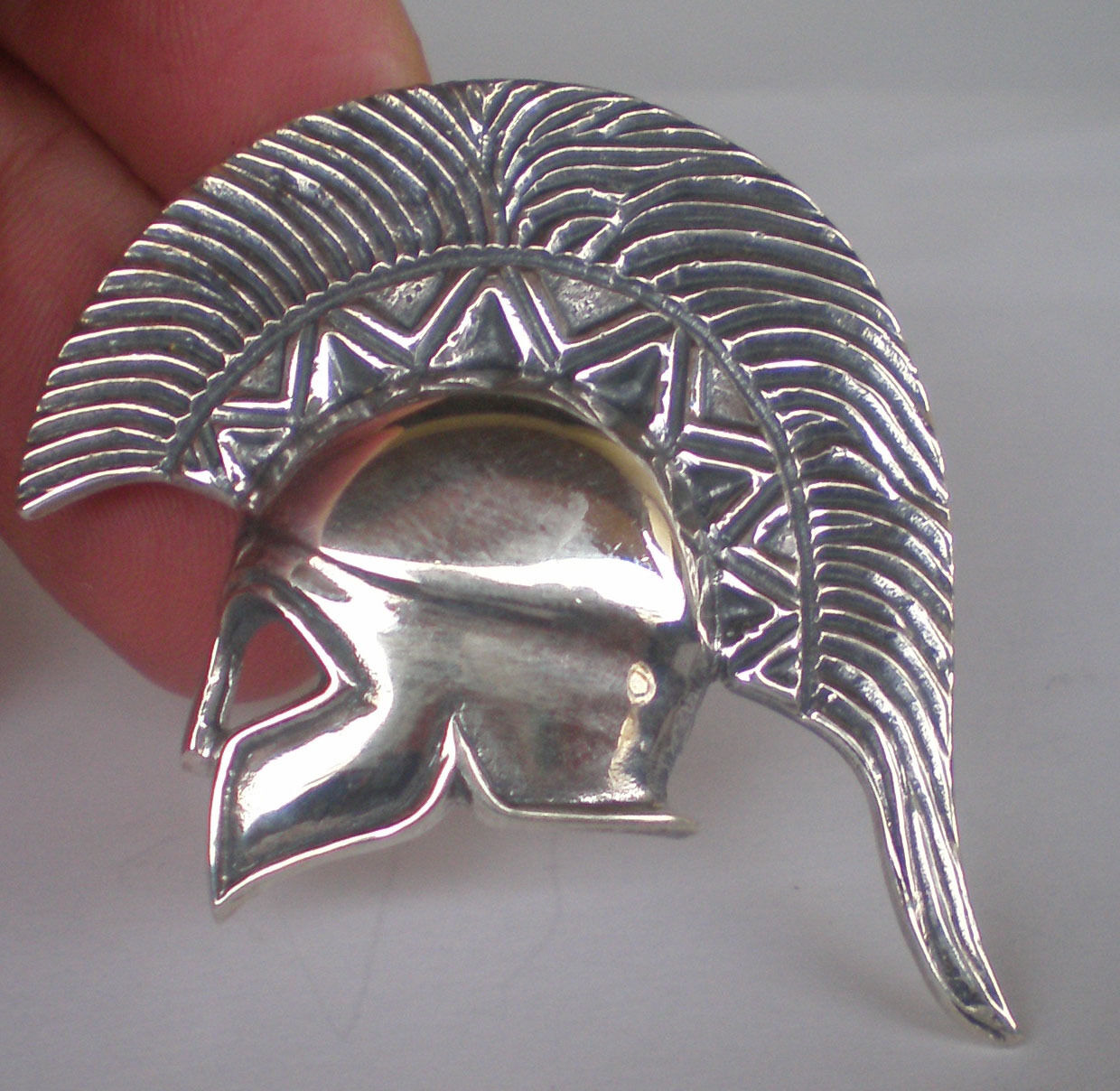Spartan Helmet Silver Pendant - King Leonidas - Brooch - Pin - Ancient Greece