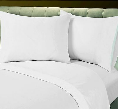 1 New Cotton Blend High Quality Hotel Bed Linen White Percale  Flat Sheet T250