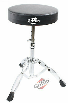 Griffin Drum Throne - Padded Percussion Seat Drummers Stool Guitar Chair Stand