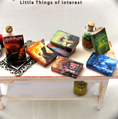 7 Harry Potter Miniature Books Dollhouse 1:12 Scale Prop Faux Books Magic