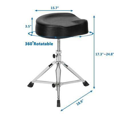 Adjustable Drum Throne Padded Stool Motorcycle Style Drum Chair Black