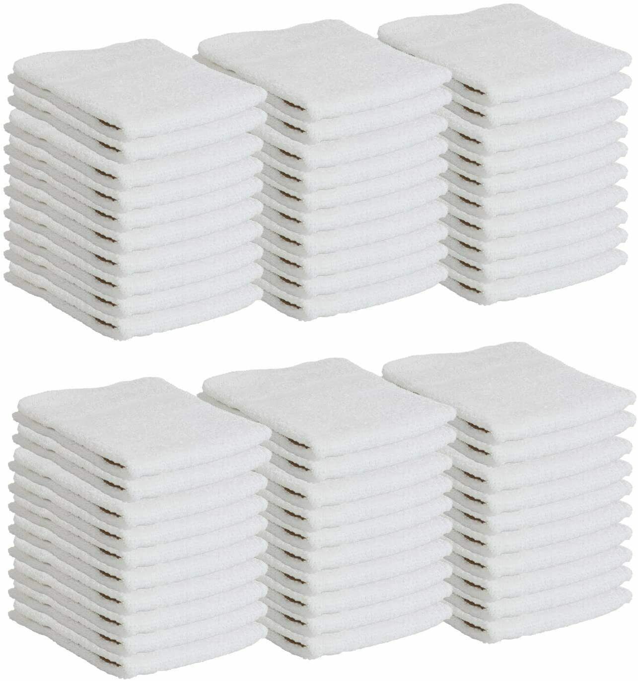 Bulk 60 Pack Of Washcloths - 12 X 12 White Fingertip Towels - Quick-dry Cotton