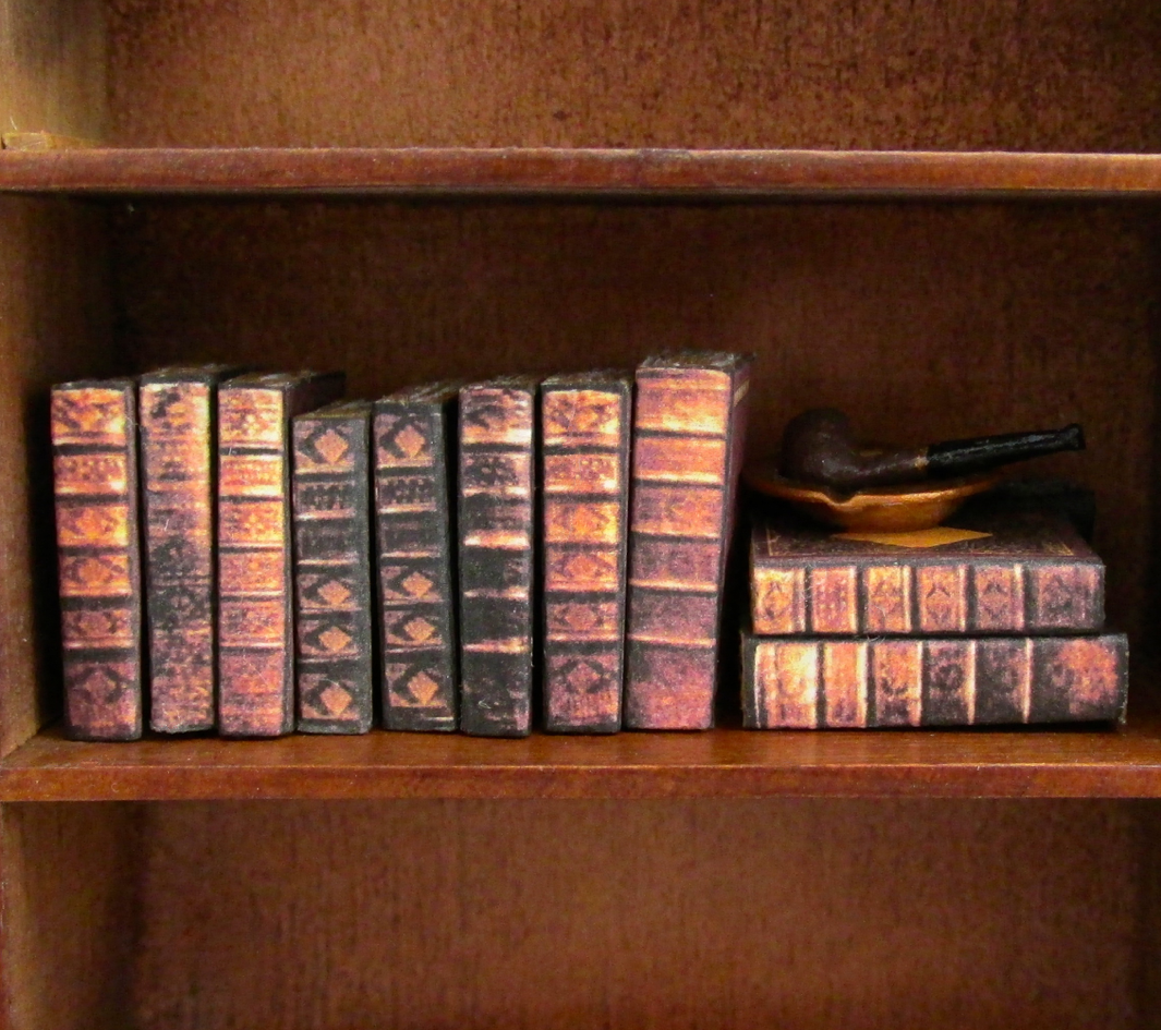 10 Old Library Books Miniature Books Set 1:12 Scale Dollhouse Prop Faux Books