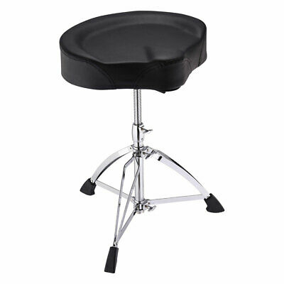Saddle Drum Stool Throne Drummer Seat Pad Chair Adjustable Folding Stand Black