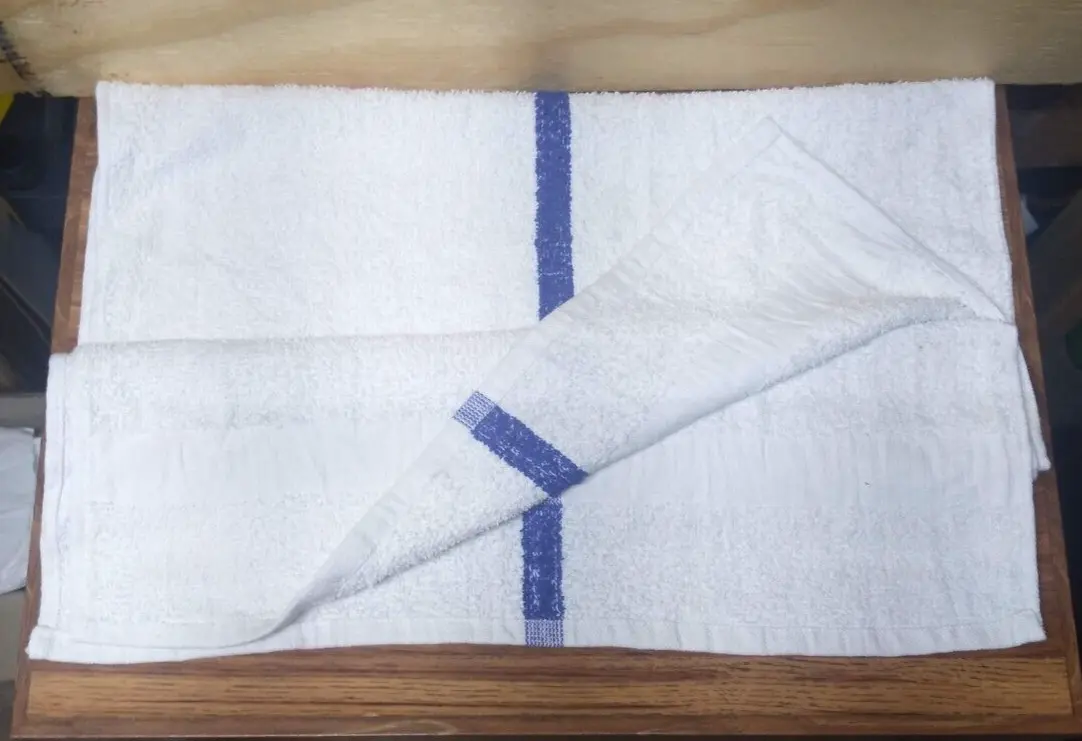 Striped Cotton Pool Towels - Bulk Value 12 Pack - 22 X 44 - White W/ Blue Stripe
